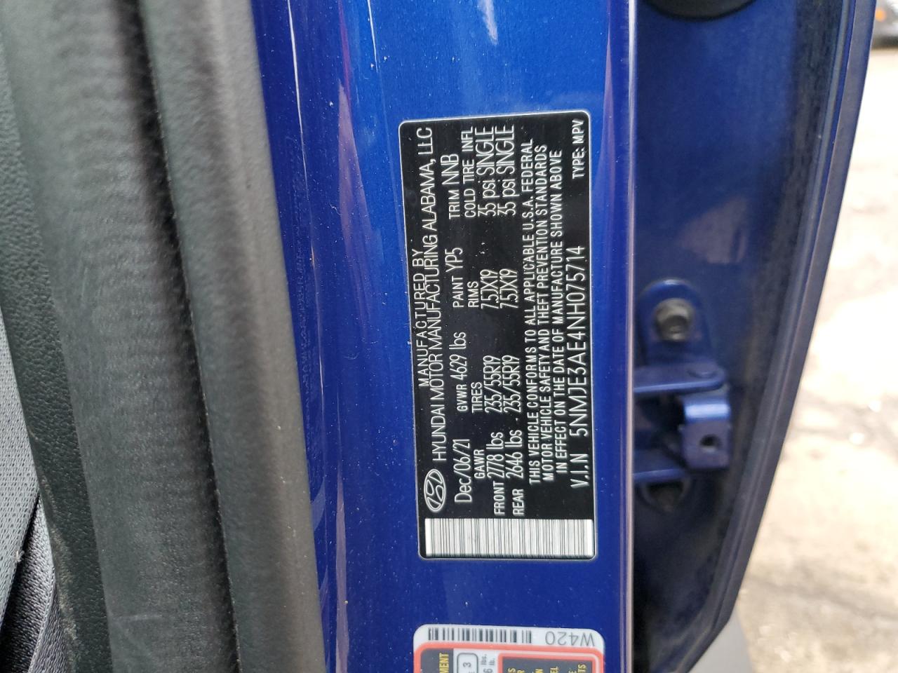 2022 HYUNDAI TUCSON LIMITED VIN:5NMJE3AE4NH075714