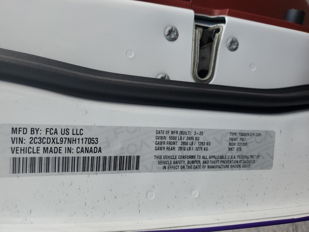 2022 DODGE CHARGER SRT HELLCAT VIN:2C3CDXL97NH117053