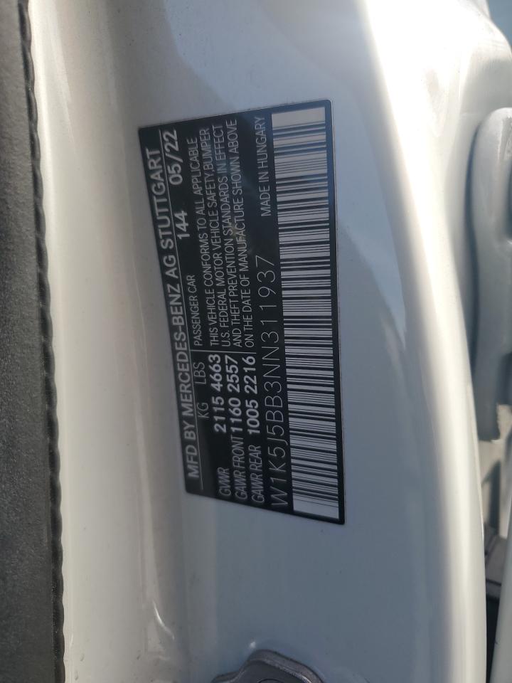 2022 MERCEDES-BENZ CLA AMG 35 4MATIC VIN:W1K5J5BB3NN311937