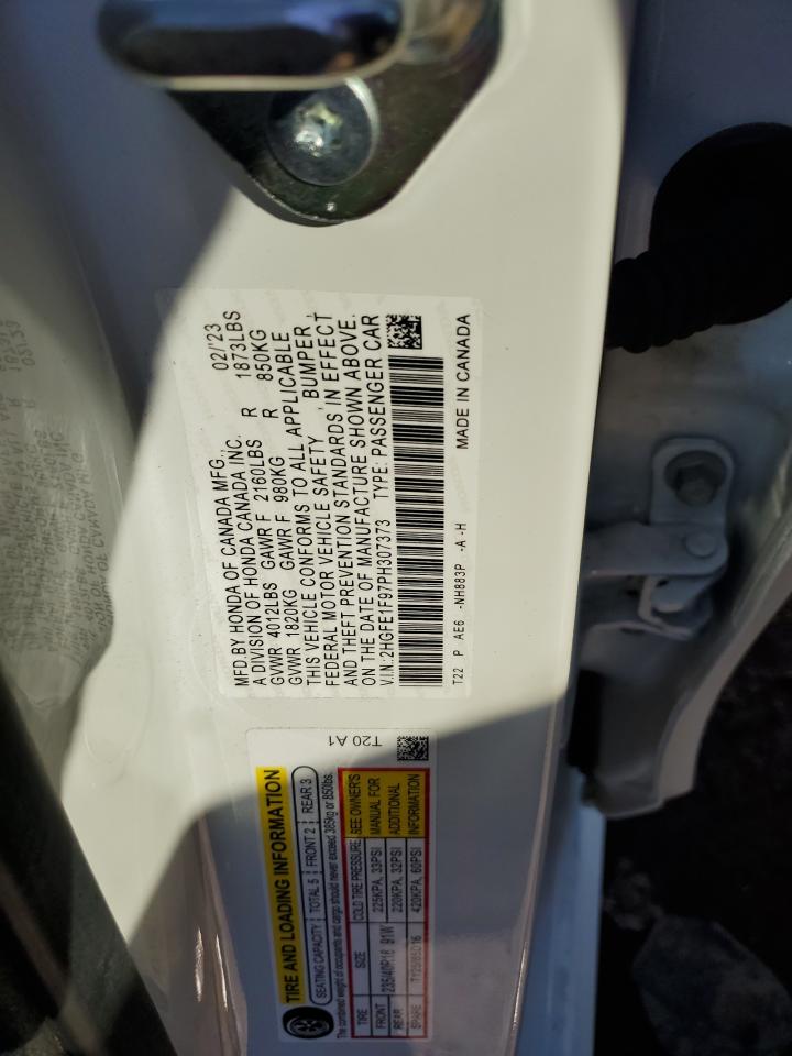 2023 HONDA CIVIC TOURING VIN:2HGFE1F97PH307373