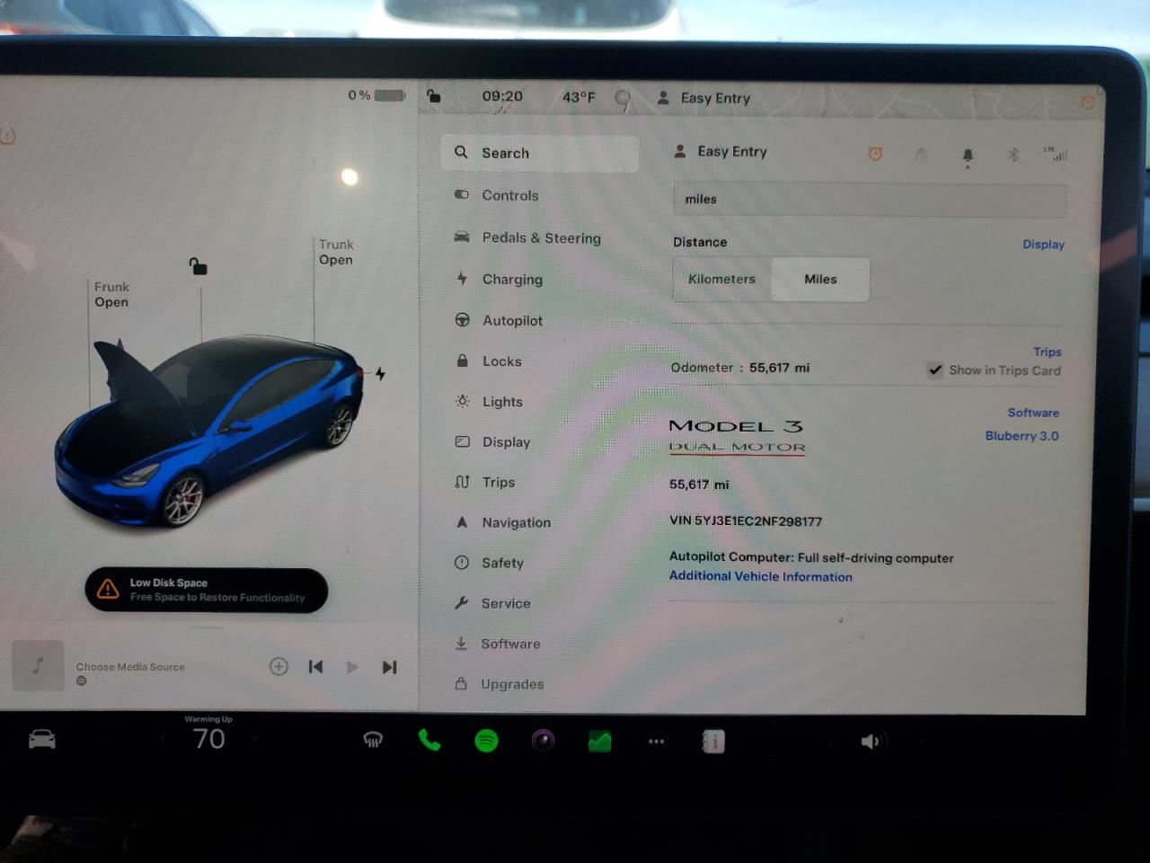 2022 TESLA MODEL 3  VIN:5YJ3E1EC2NF298177