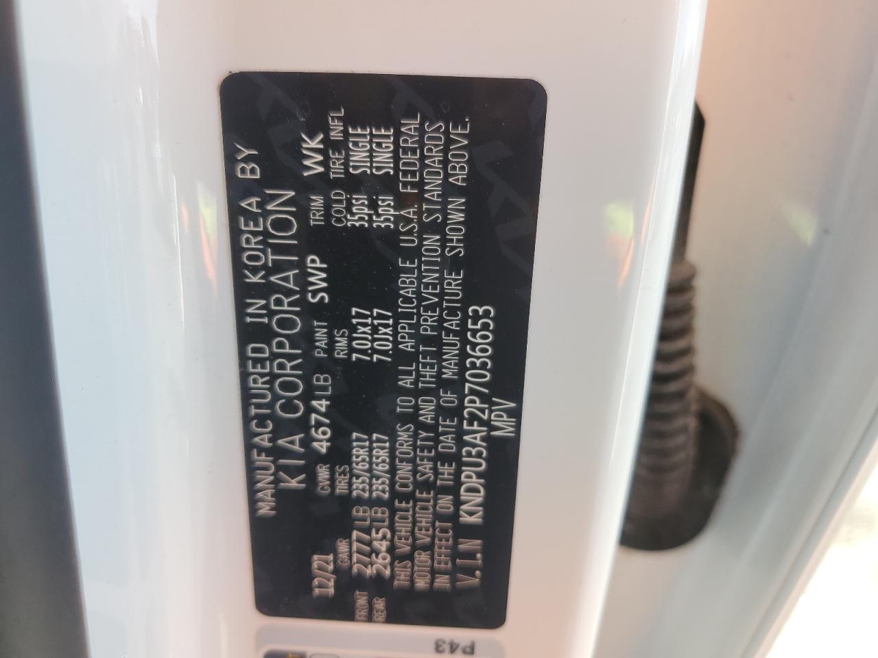 2023 KIA SPORTAGE LX VIN:KNDPU3AF2P7036653