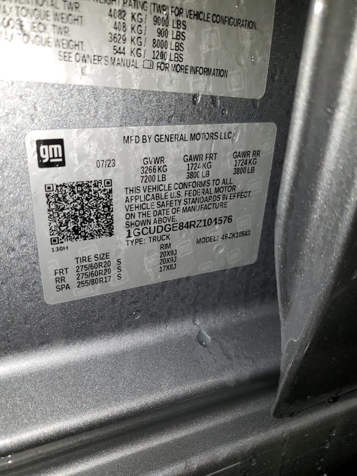 2024 CHEVROLET SILVERADO K1500 LTZ VIN:1GCUDGE84RZ104576