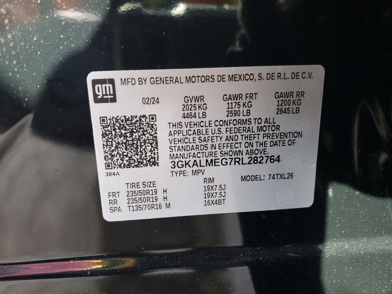 2024 GMC TERRAIN SLE VIN:3GKALMEG7RL282764