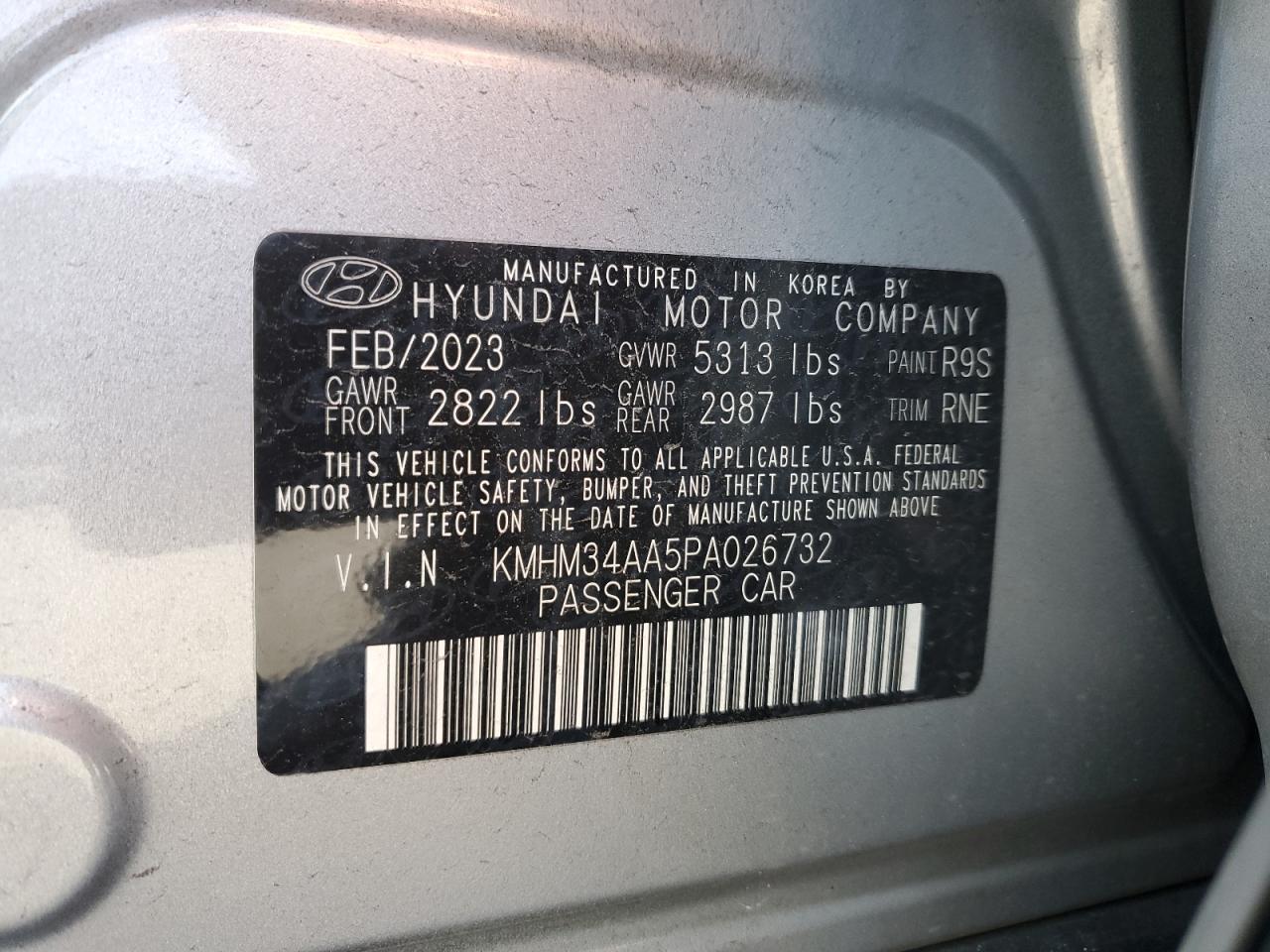 2023 HYUNDAI IONIQ 6 SEL VIN:KMHM34AA5PA026732