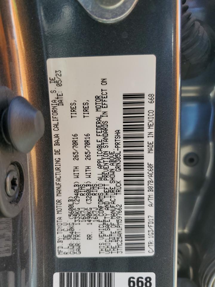 2023 TOYOTA TACOMA DOUBLE CAB VIN:3TMCZ5AN1PM597662