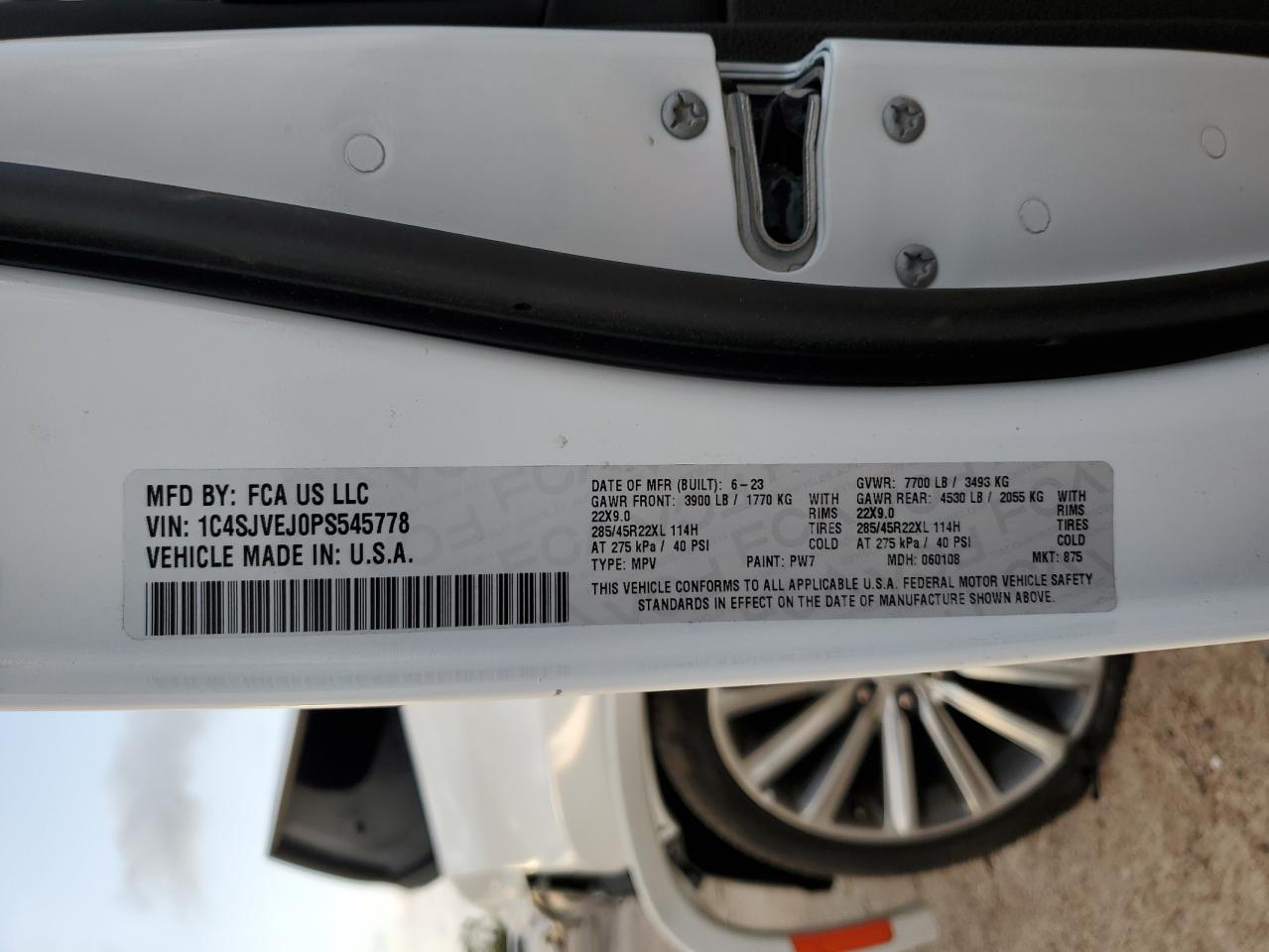 2023 JEEP GRAND WAGONEER SERIES I VIN:1C4SJVEJ0PS545778