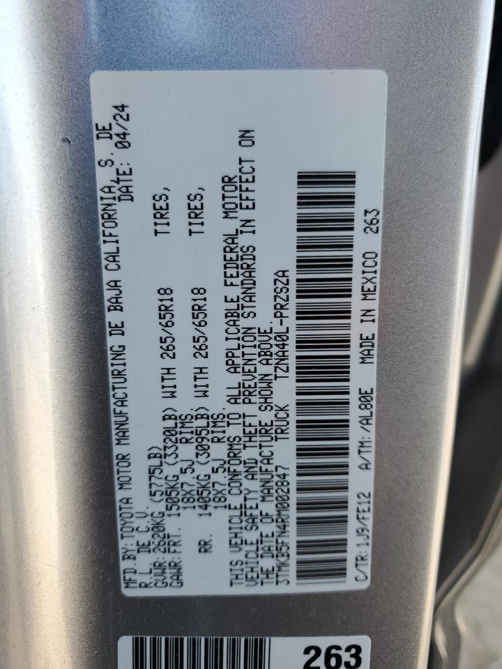 2024 TOYOTA TACOMA DOUBLE CAB VIN:3TMKB5FN4RM002847