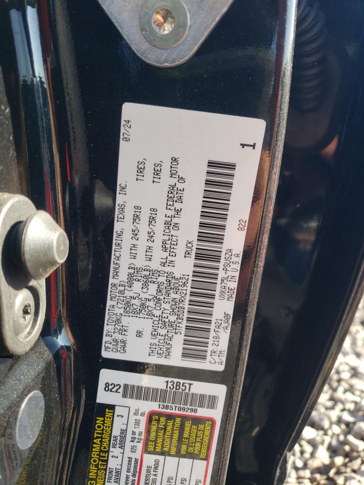 2024 TOYOTA TUNDRA CREWMAX SR VIN:5TFKB5DB7RX219621