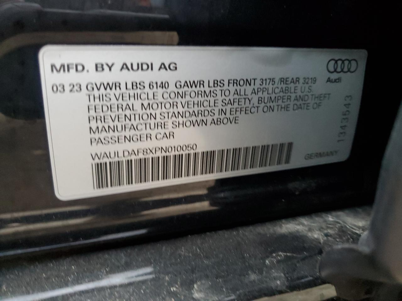 2023 AUDI A8 L VIN:WAULDAF8XPN010050