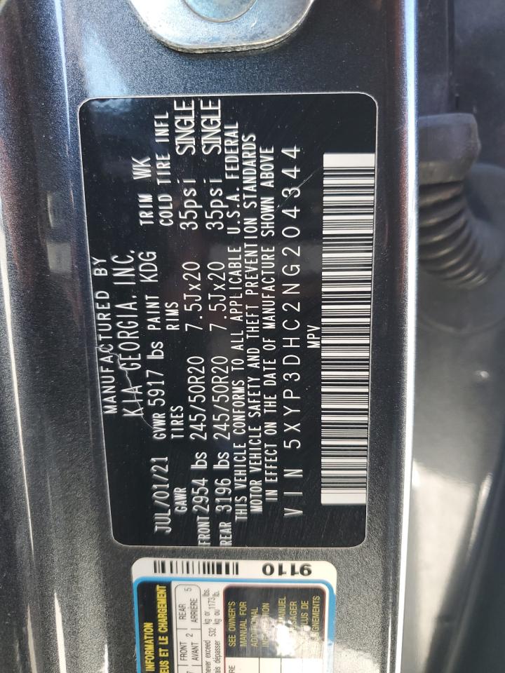 2022 KIA TELLURIDE EX VIN:5XYP3DHC2NG204344