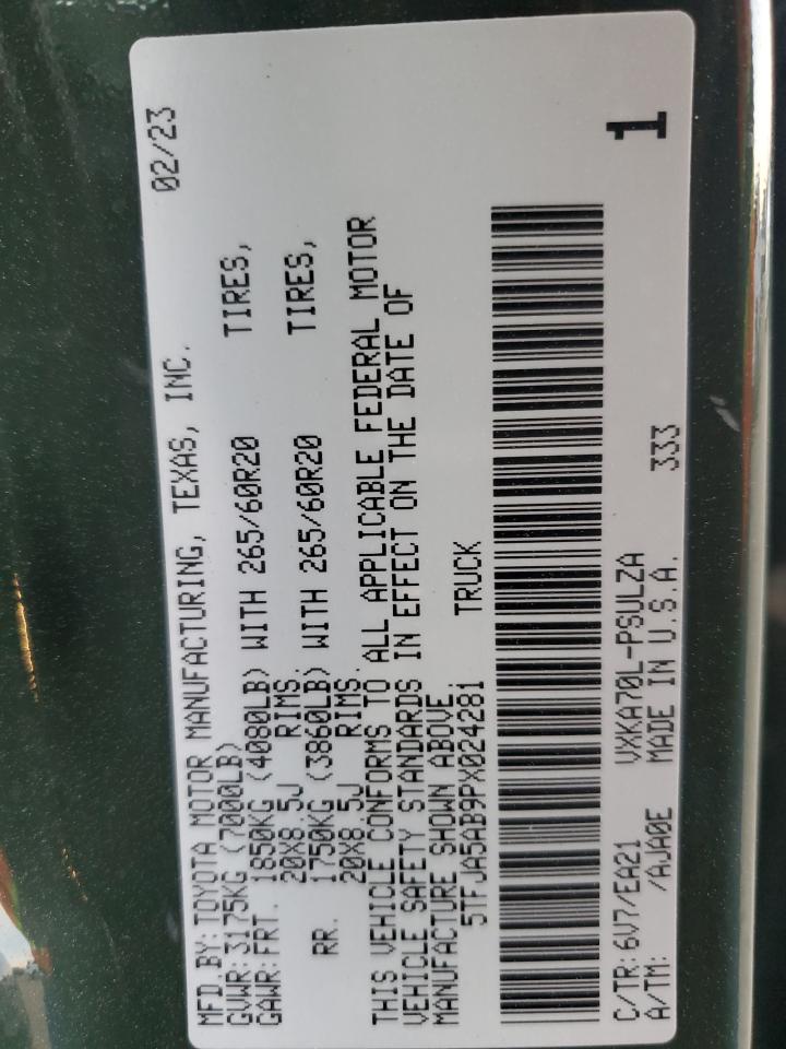 2023 TOYOTA TUNDRA CREWMAX LIMITED VIN:5TFJA5AB9PX024281