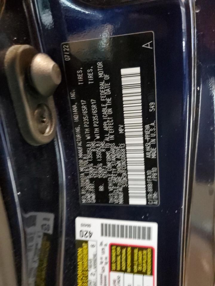 2022 TOYOTA SIENNA LE VIN:5TDKSKFC0NS066813