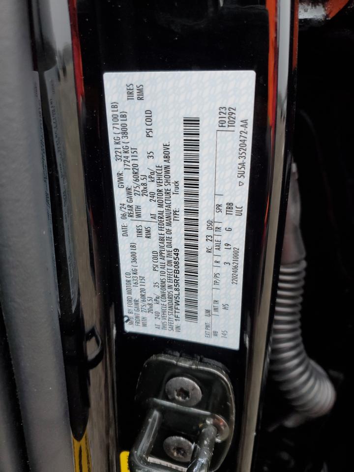 2024 FORD F150 LARIAT VIN:1FTFW5L85RFB08549
