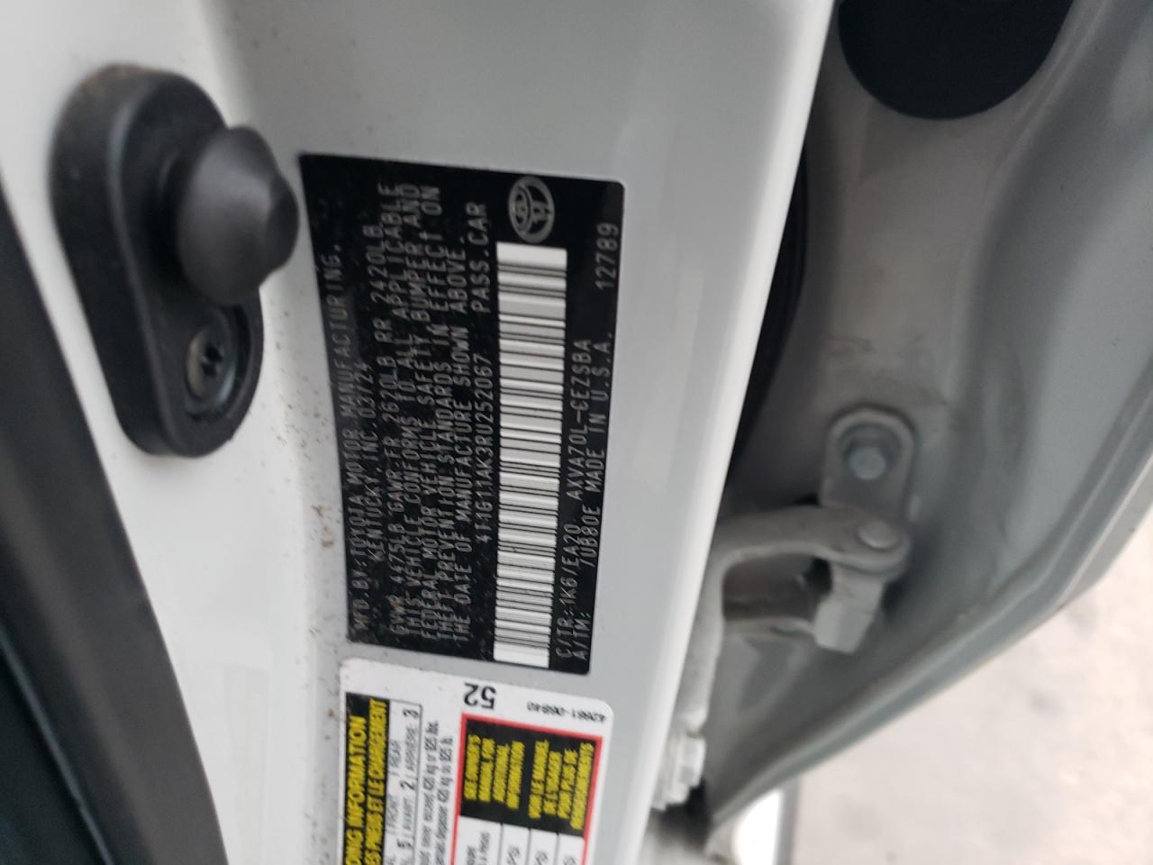 2024 TOYOTA CAMRY SE NIGHT SHADE VIN:4T1G11AK3RU252067