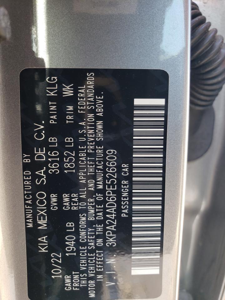 2023 KIA RIO LX VIN:3KPA24AD6PE526609