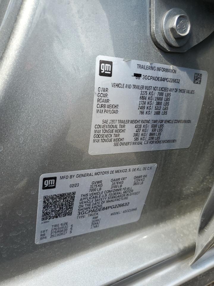 2023 CHEVROLET SILVERADO C1500 RST VIN:3GCPADE84PG226632