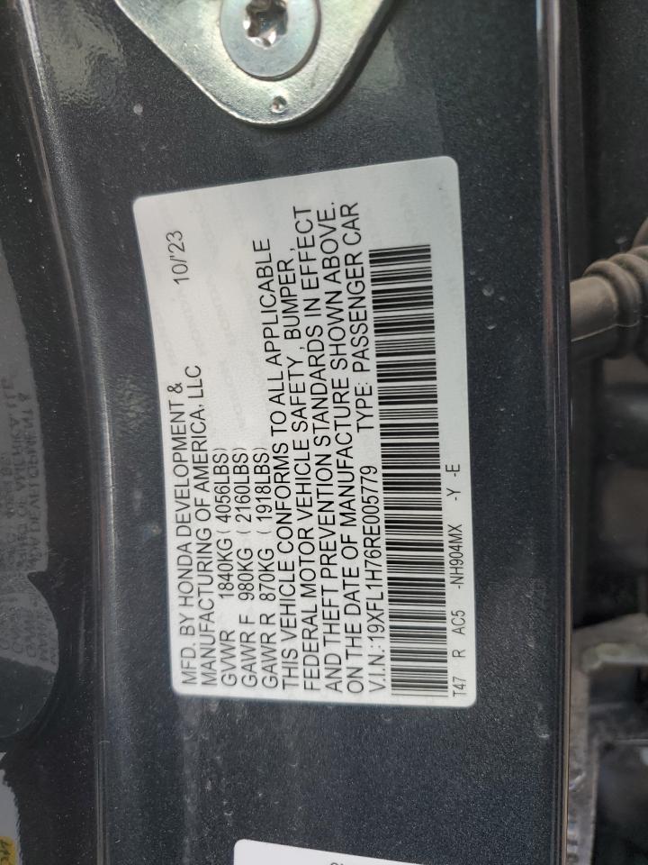 2024 HONDA CIVIC EXL VIN:19XFL1H76RE005779