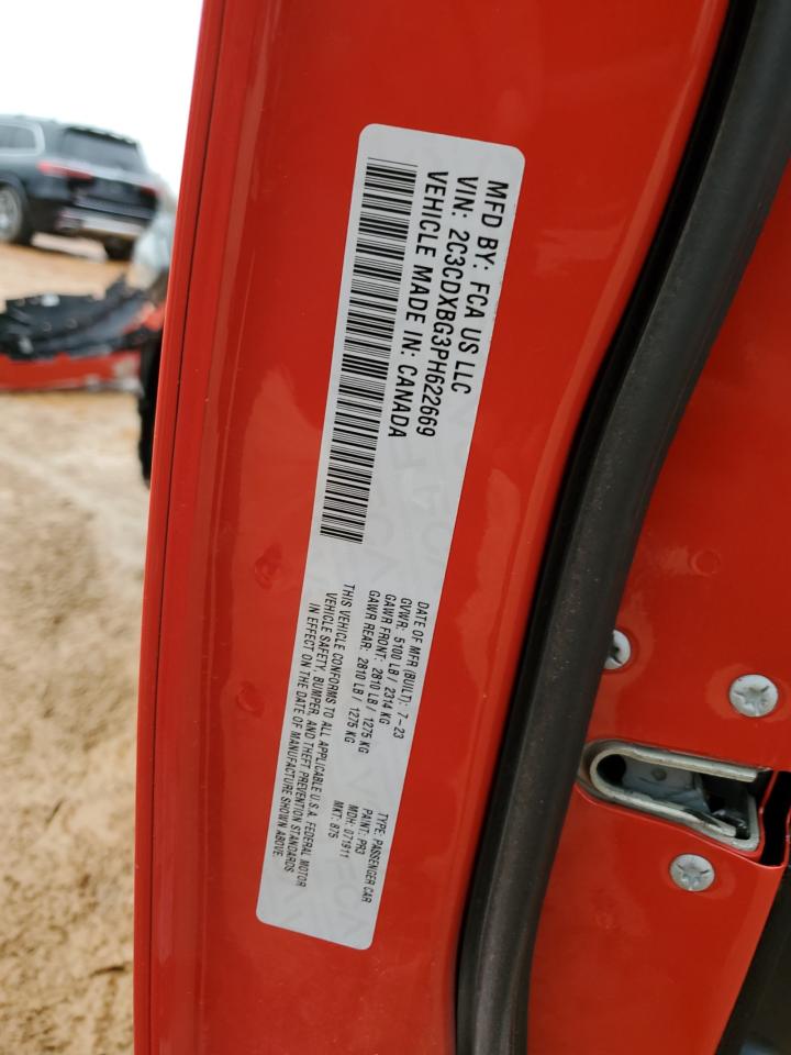 2023 DODGE CHARGER SXT VIN:2C3CDXBG3PH622669