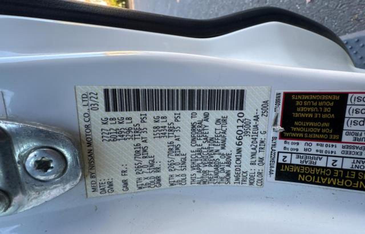 2022 NISSAN FRONTIER S VIN:1N6ED1CM1NN660120