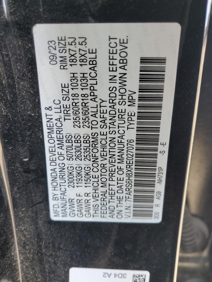 2024 HONDA CR-V SPORT-L VIN:7FARS6H8XRE027076