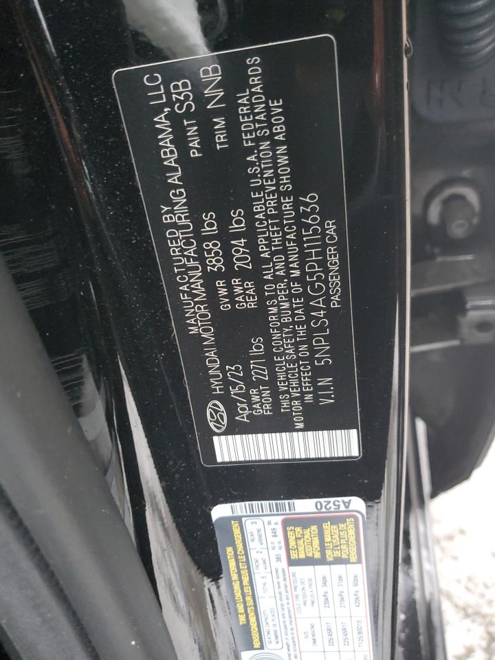 2023 HYUNDAI ELANTRA SEL VIN:5NPLS4AG5PH115636