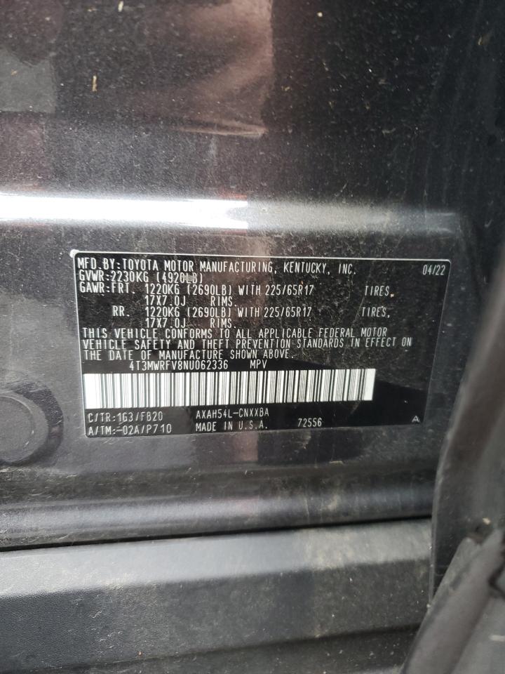 2022 TOYOTA RAV4 LE VIN:4T3MWRFV8NU062336
