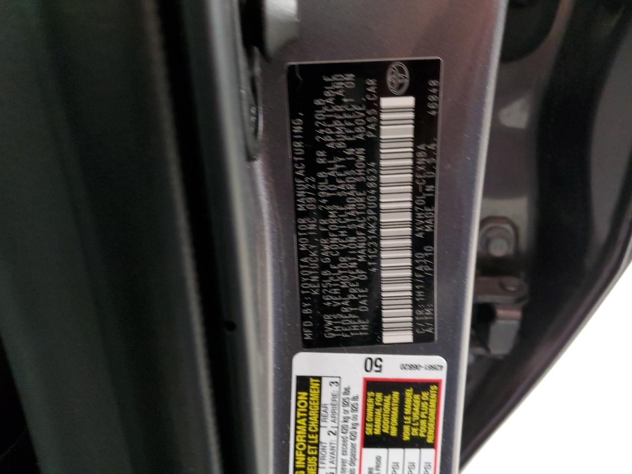 2023 TOYOTA CAMRY LE VIN:4T1C31AK3PU048634