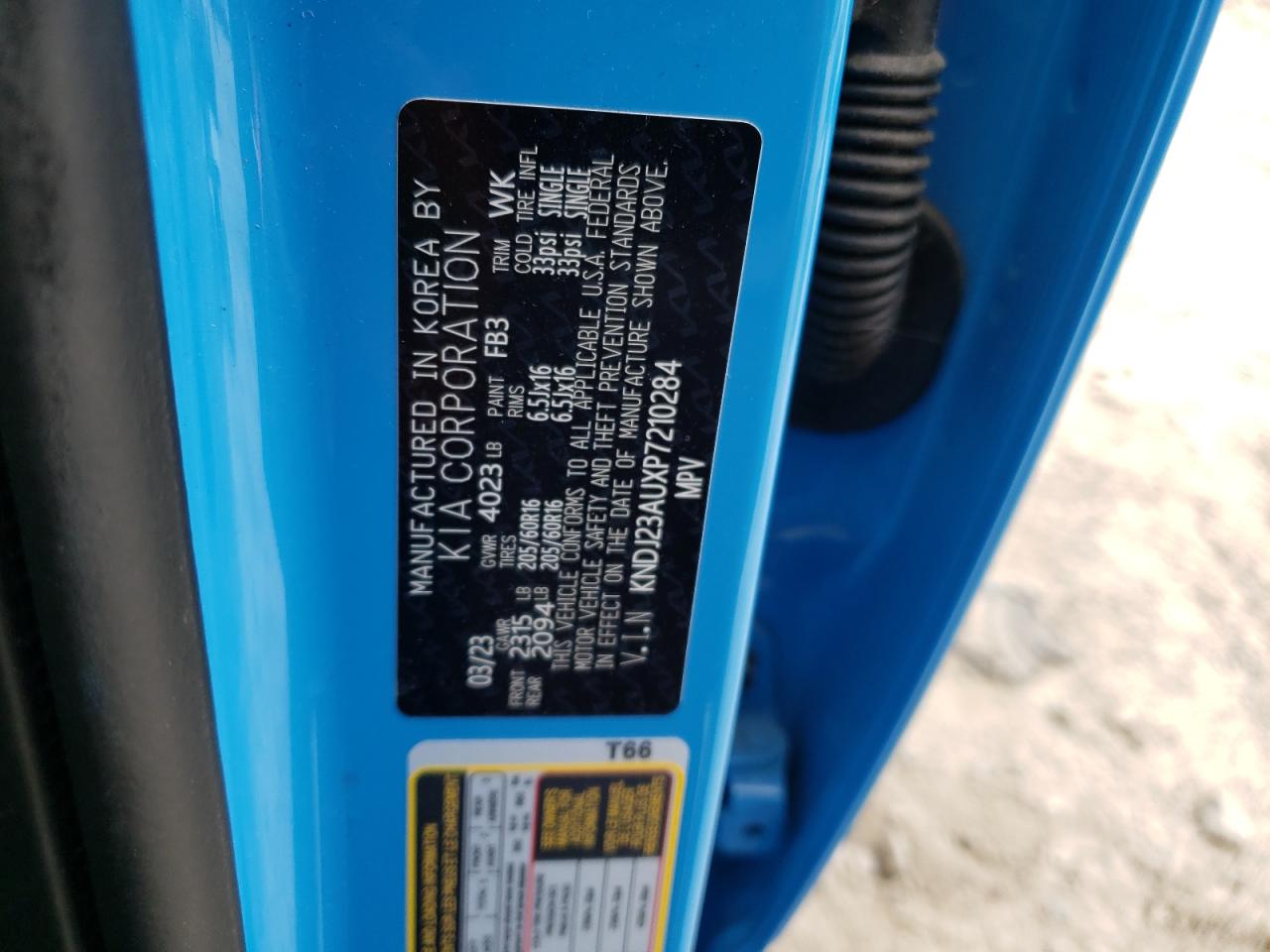 2023 KIA SOUL LX VIN:KNDJ23AUXP7210284
