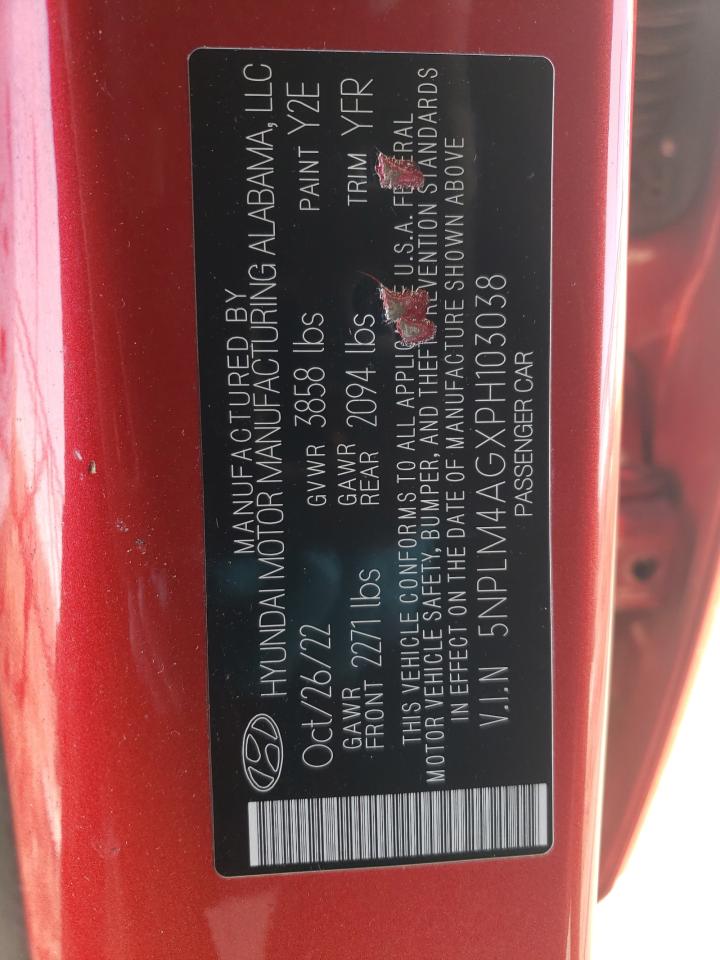 2023 HYUNDAI ELANTRA SEL VIN:5NPLM4AGXPH103038