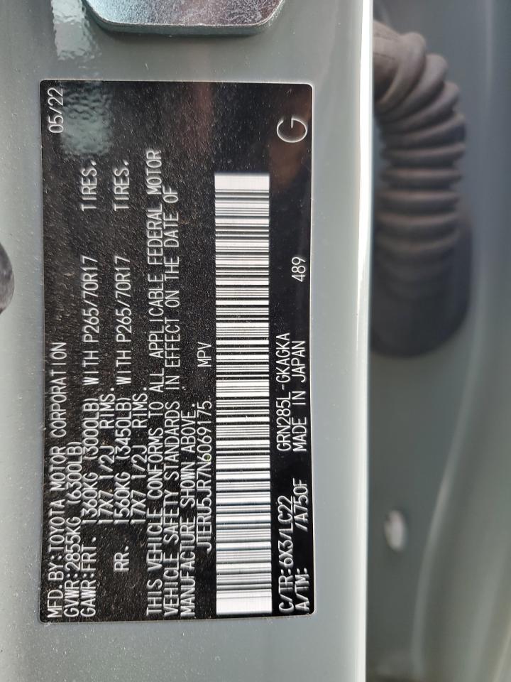 2022 TOYOTA 4RUNNER SR5 PREMIUM VIN:JTERU5JR7N6069175