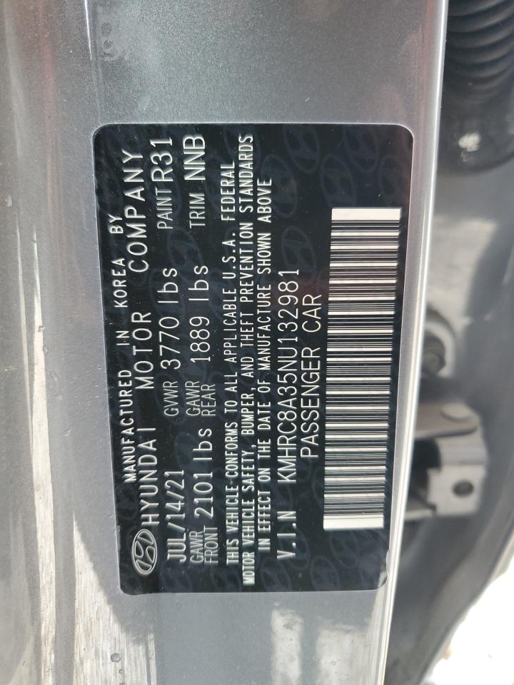 2022 HYUNDAI VENUE SEL VIN:KMHRC8A35NU132981