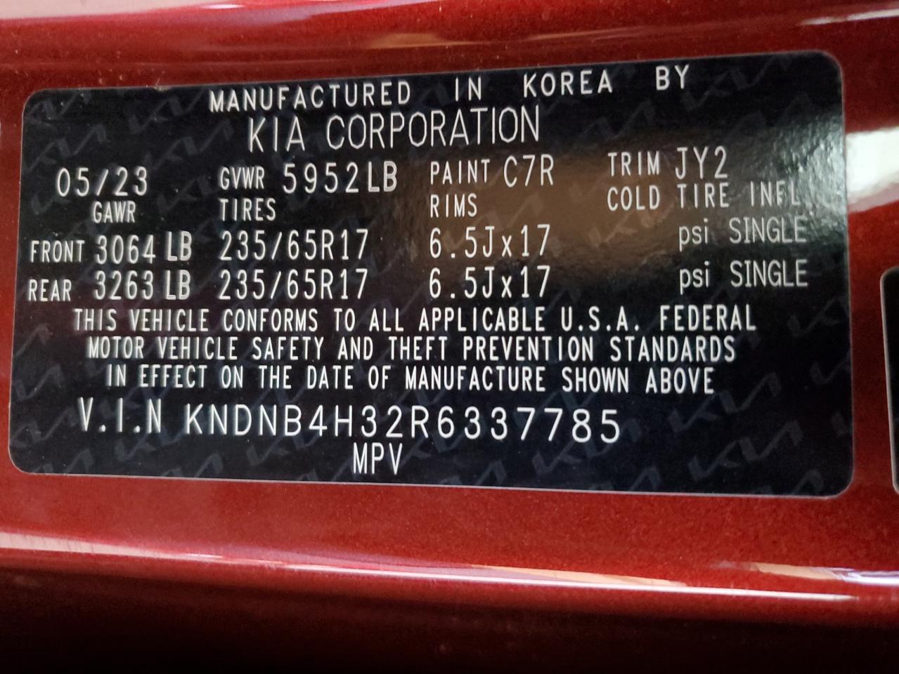 2024 KIA CARNIVAL LX VIN:KNDNB4H32R6337785