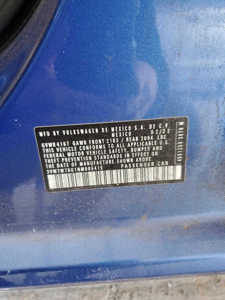 2022 VOLKSWAGEN JETTA SE VIN:3VW7M7BU1NM005415
