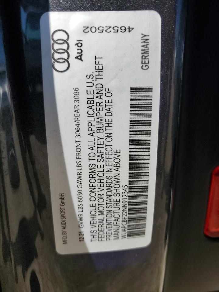 2022 AUDI RS7  VIN:5NPEB4AC4CH494774