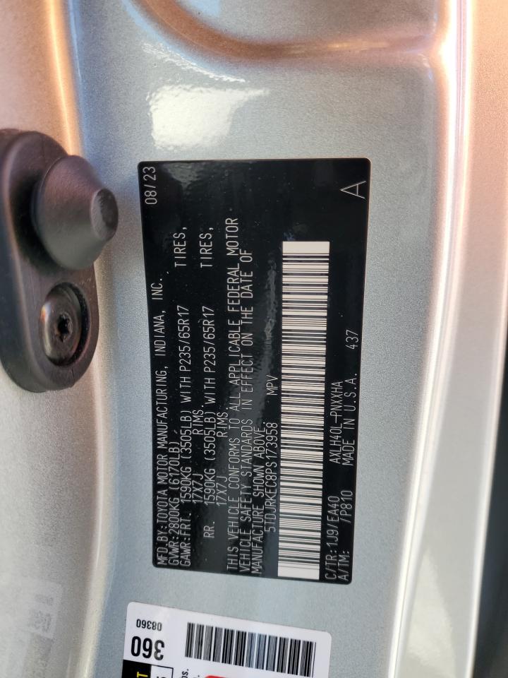 2023 TOYOTA SIENNA XLE VIN:5TDJRKEC8PS173958