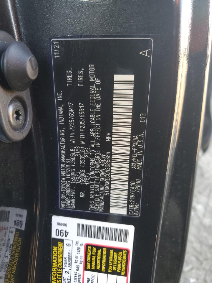 2022 TOYOTA SIENNA LE VIN:5TDKRKEC0NS086668