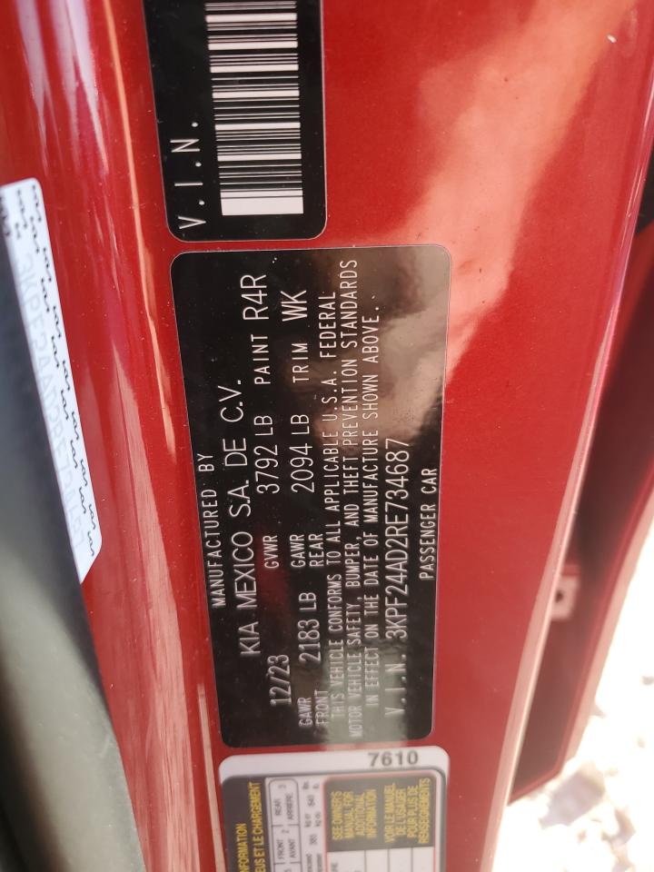 2024 KIA FORTE LX VIN:3KPF24AD2RE734687