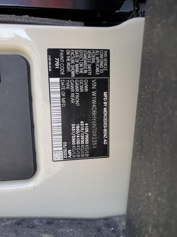 2022 MERCEDES-BENZ SPRINTER 2500 VIN:W1W4DBHY6NT092351