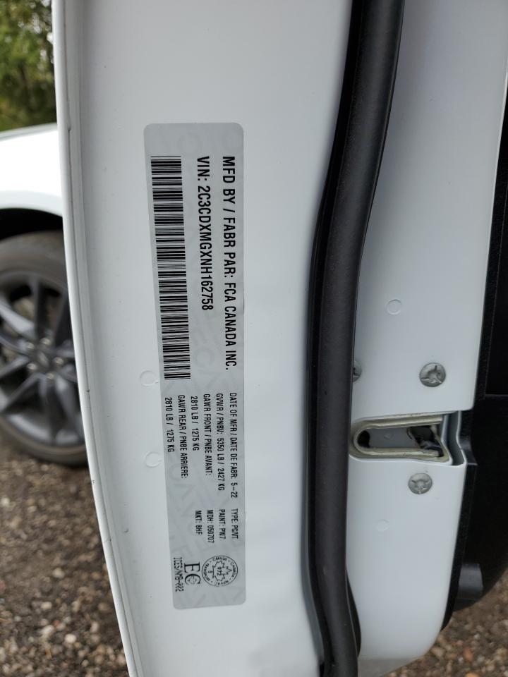 2022 DODGE CHARGER GT VIN:2C3CDXMGXNH162758