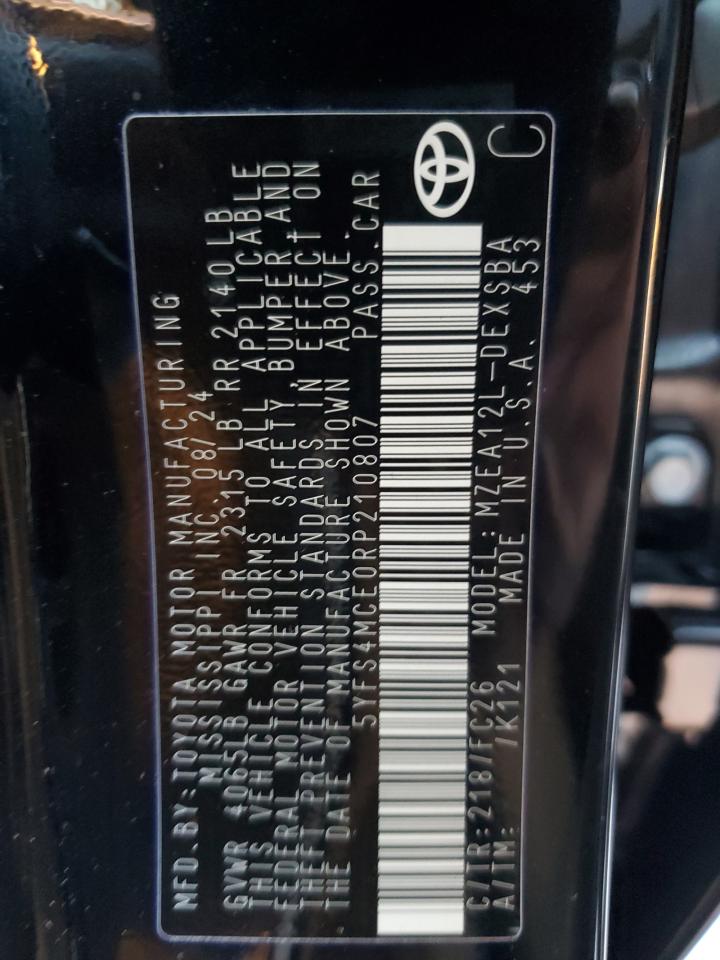 2024 TOYOTA COROLLA SE VIN:5YFS4MCE0RP210807