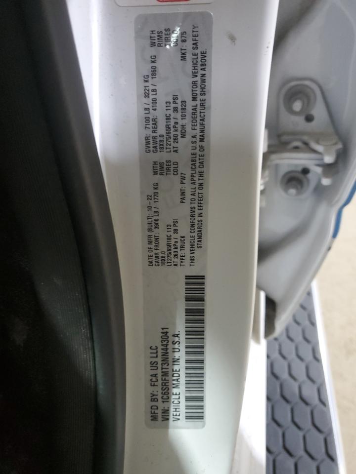 2022 RAM 1500 BIG HORN/LONE STAR VIN:1C6SRFMT3NN443041