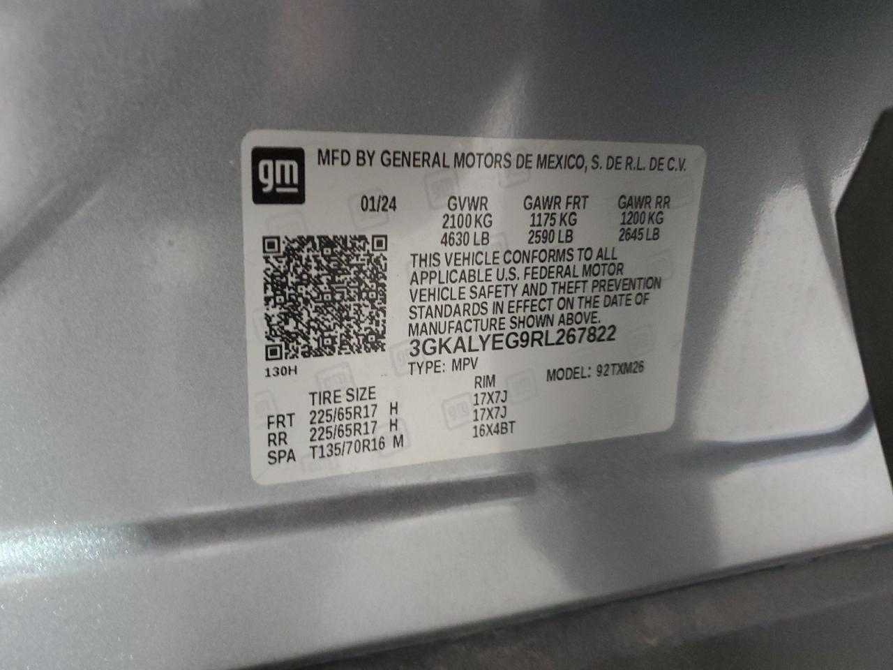 2024 GMC TERRAIN AT4 VIN:3GKALYEG9RL267822