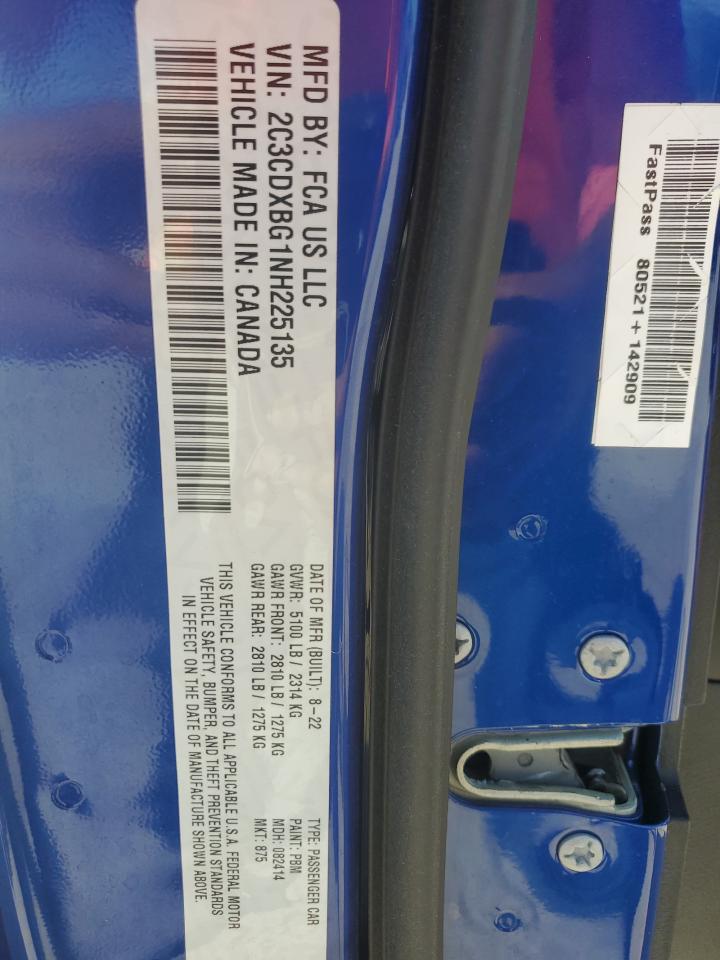 2022 DODGE CHARGER SXT VIN:2C3CDXBG1NH225135