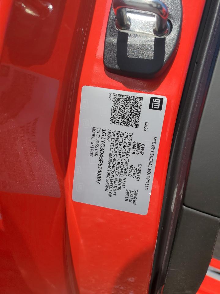 2023 CHEVROLET CORVETTE STINGRAY 3LT VIN:1G1YC3D45P5140897