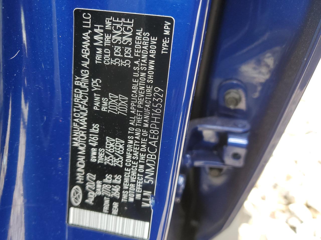 2023 HYUNDAI TUCSON SEL VIN:5NMJBCAE8PH165329