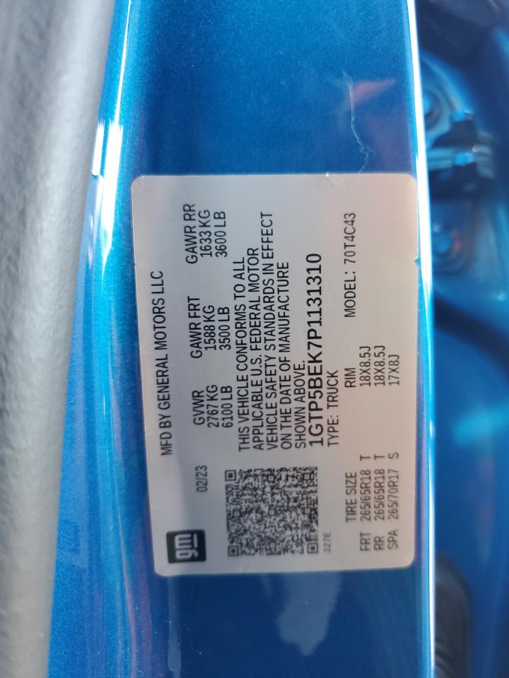 2023 GMC CANYON ELEVATION VIN:1GTP5BEK7P1131310
