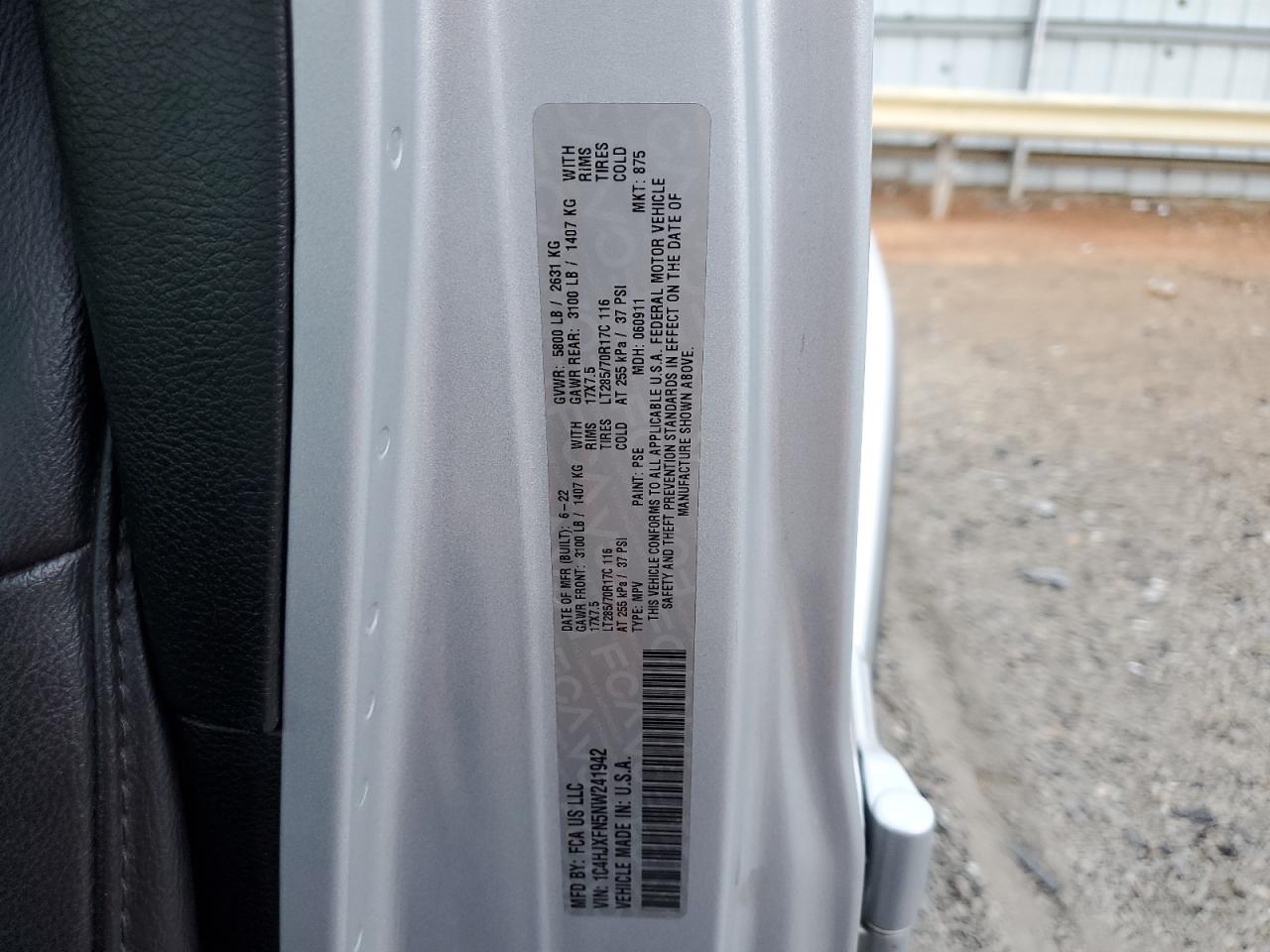 2022 JEEP WRANGLER UNLIMITED RUBICON VIN:1C4HJXFN5NW241942