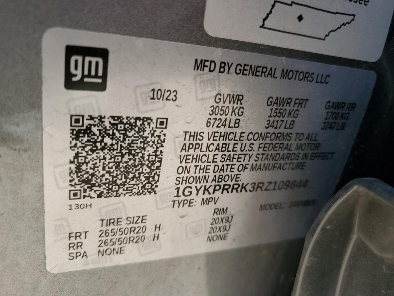 2024 CADILLAC LYRIQ LUXURY VIN:1GYKPRRK3RZ109844