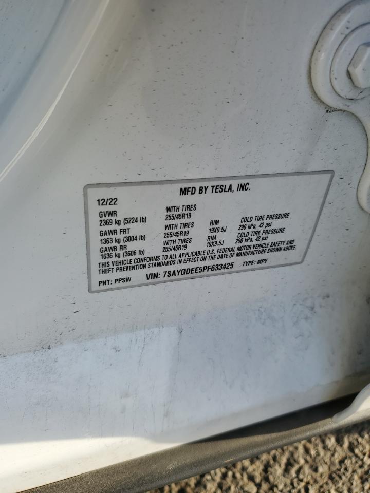 2023 TESLA MODEL Y  VIN:7SAYGDEE5PF633425